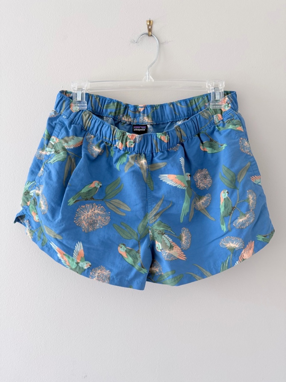 Patagonia Blue Tropical Parrot Athletic Shorts